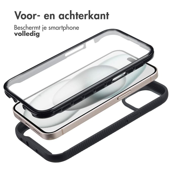 imoshion Hoesje - Geschikt voor Apple iPhone 15 - 360° Full Protective Case - Zwart