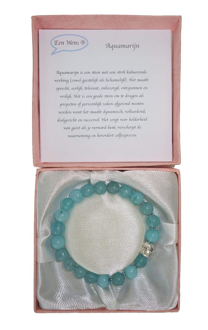 Halfedelstenen Armband in Geschenkdoos Aquamarijn