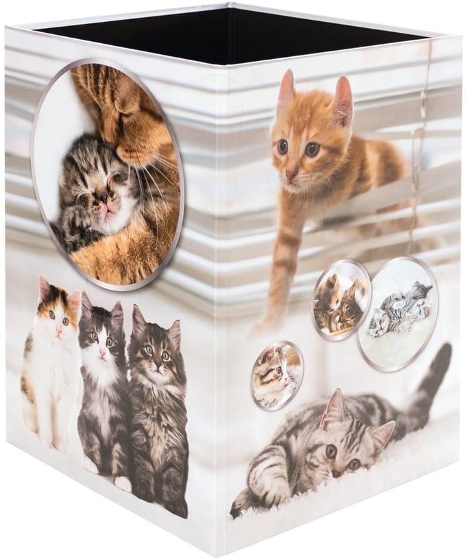 Allecto - Prullenbak - Kattenmotief - 15 liter - Opvouwbaar - Stevig