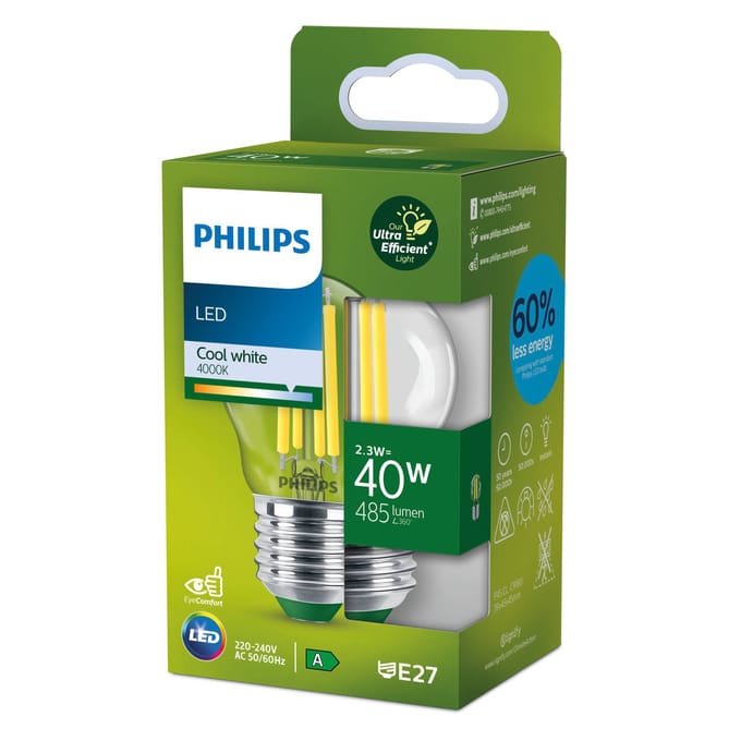 Philips E27 LED lamp G45 2,3W 485lm 4.000K helder