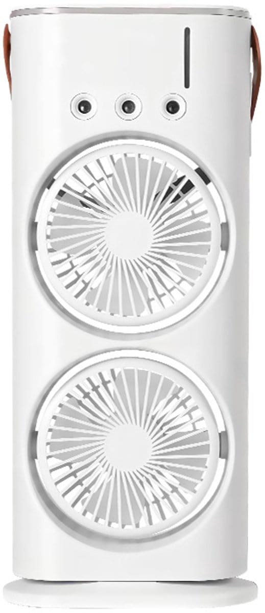 LISM-Draagbare 3-in-1 oplaadbare sproeier met dubbele ventilator, watertank en 3 sproeikoppen - Wit