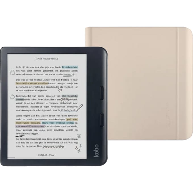 Kobo Libra Colour Zwart + Sleep Cover Beige