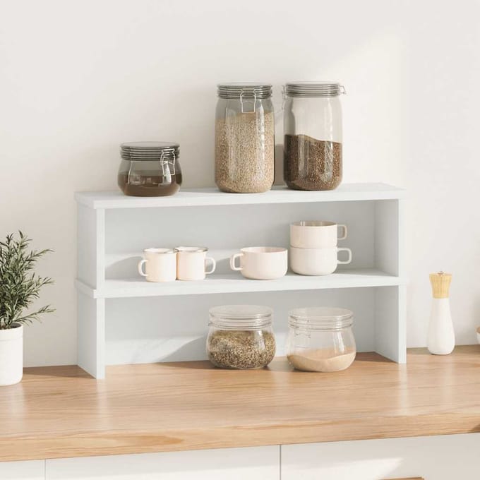 vidaXL - Keukenrekken - stapelbaar - 2 - st - 60x15x16 - cm - wit