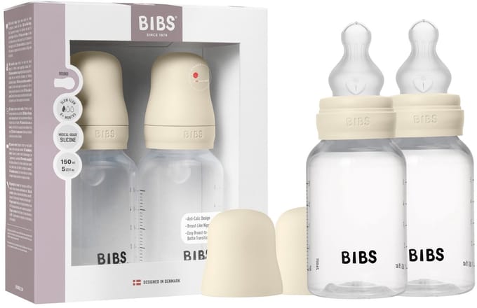 BIBS Babyfles - 150ml - 2-pack - Siliconen speen - Ivory