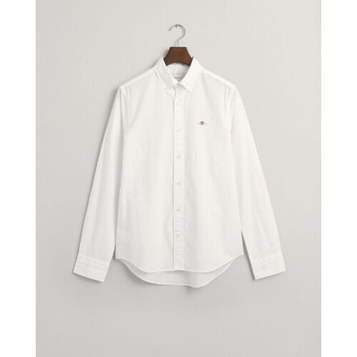 Overhemd Poplin Uni Slim Button Down Subtle GANT Shield Embroidery Wit / male