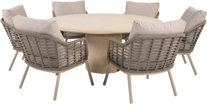 Hampton Puglia low dining tuinset 160xH69 cm 7 delig mortex latte Taste 4SO