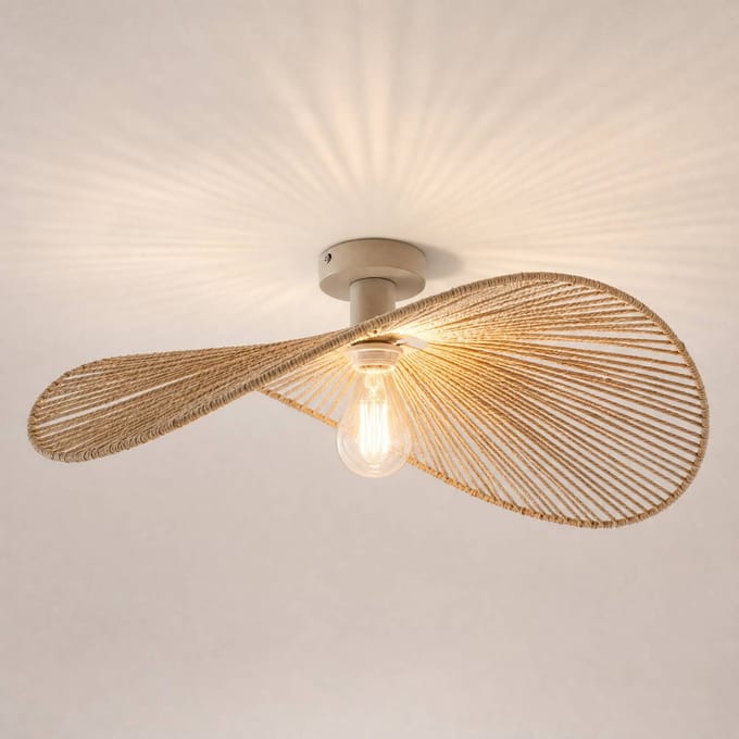 Lindby - plafondlamp - 1licht - Papier, ijzer - H: 22 cm - E27 - beige