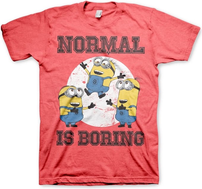 Minions T-shirt ‘Normal Life Is Boring’ in rood gemêleerd