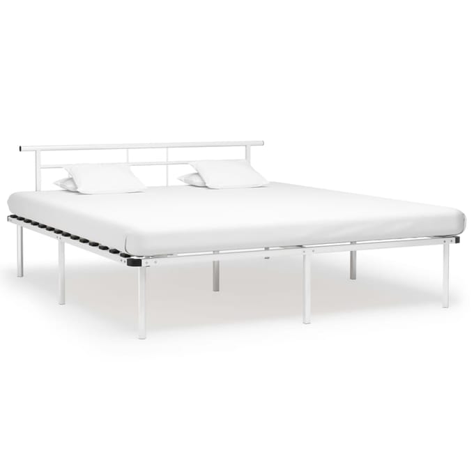 vidaXL - Bedframe - metaal - wit - 200x200 - cm
