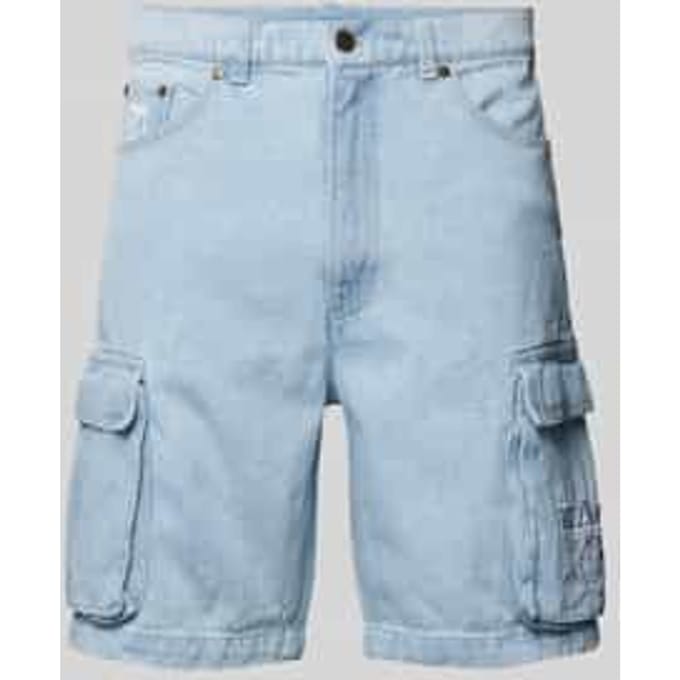 Korte regular fit cargobroek met labelstitching