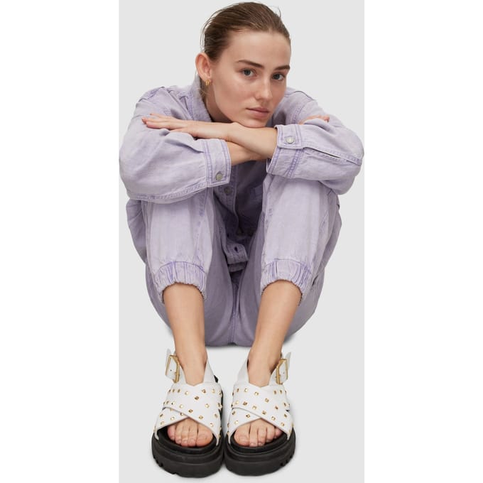 AllSaints Cosmo Stud Sandal Chalk White/brass Taglia: 41 | Infradito Outlet | Donna | Marrone