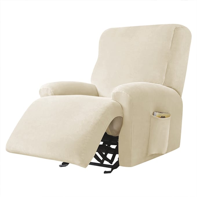 Meble odNowa - Relaxfauteuil Hoes - 4 Onderdelen - Velours - Crème