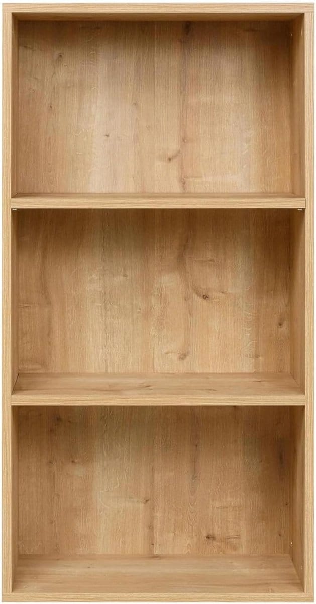 Brede boekenkast met 3 vakken in saffier eiken - Opbergplank en Kubusrek