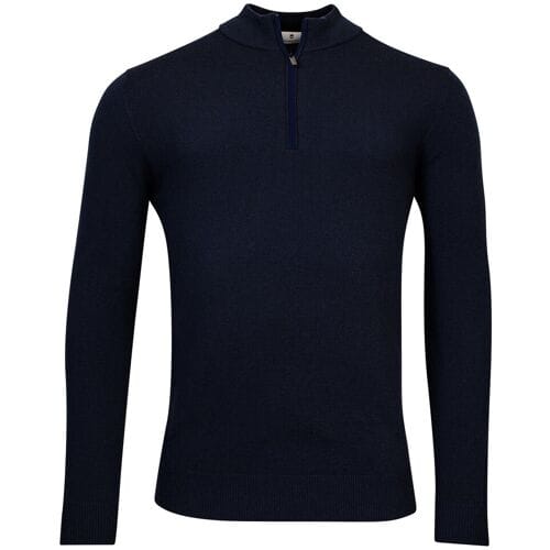 Thomas Maine Trui Half Zip Single Knit Merino Blend Navy / male