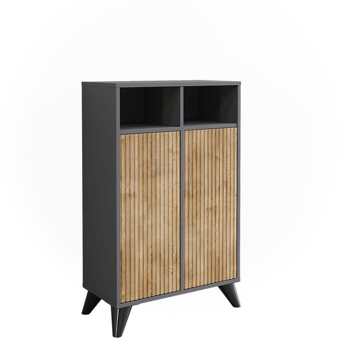 Vicco Leano Midikast – 60 x 97 cm met 2 deuren Antraciet/berg eik