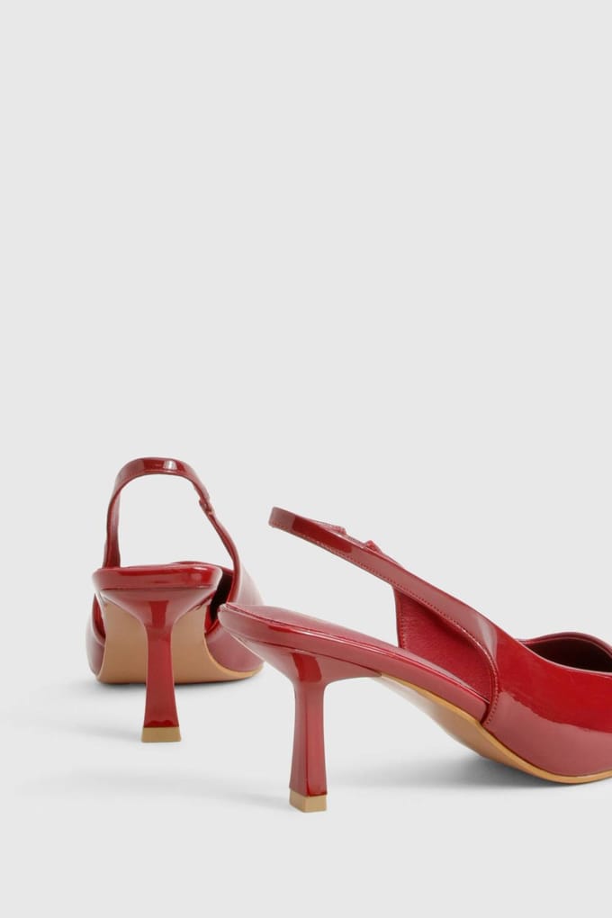 boohoo Dames Low Stiletto Slingback Court-schoen | Red | Maat: 8