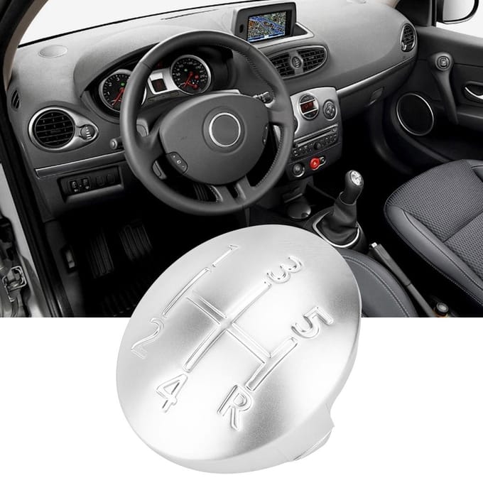 Auto Handgeschakelde Versnellingspookknop Dop Cover 5 Versnellingen Geschikt voor RENAULT CLIO SCENIC MEGANE II white