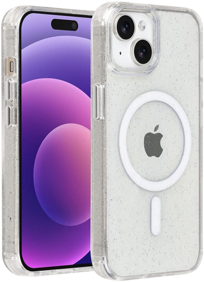 TUNIQ telefoonhoesje voor Apple iPhone 15 - MagSafe met glitter - Transparant