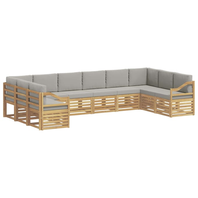 vidaXL - Buiten - bank - set - 10 - st - Wit - en - Lichtgrijs - Polyester