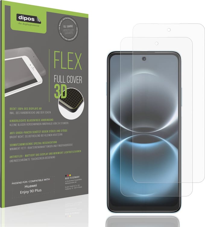 dipos FLEX – 2x Matte Screenprotector geschikt voor Huawei Enjoy 90 Plus | Volledige Schermbescherming | Case-Friendly