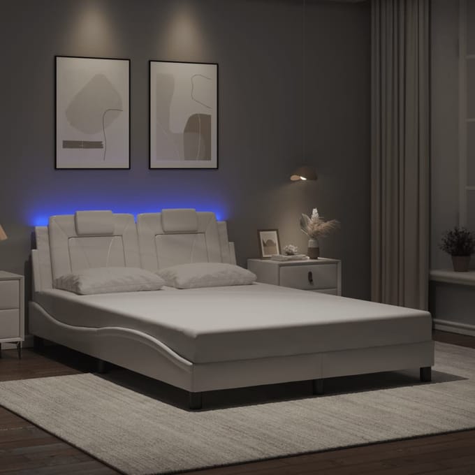 vidaXL - Bedframe - "Viana" - met - LED - zonder - matras - wit - 120x200 - cm