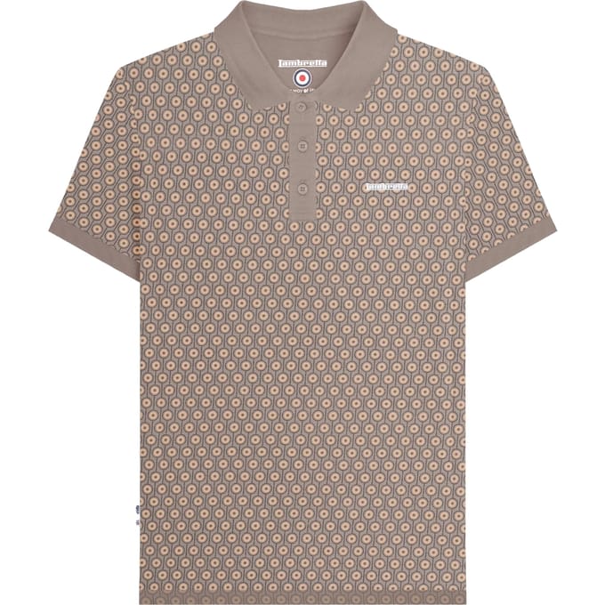 Lambretta Heren AW24 Geometrisch Poloshirt (Cinder)
