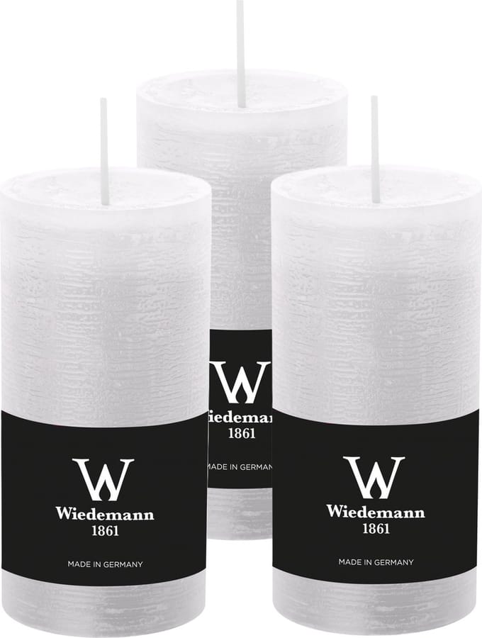 Wiedemann Cilinderkaars/stompkaars - 6x - rustieke kaars - wit - 6 x 12 cm - 42 branduren