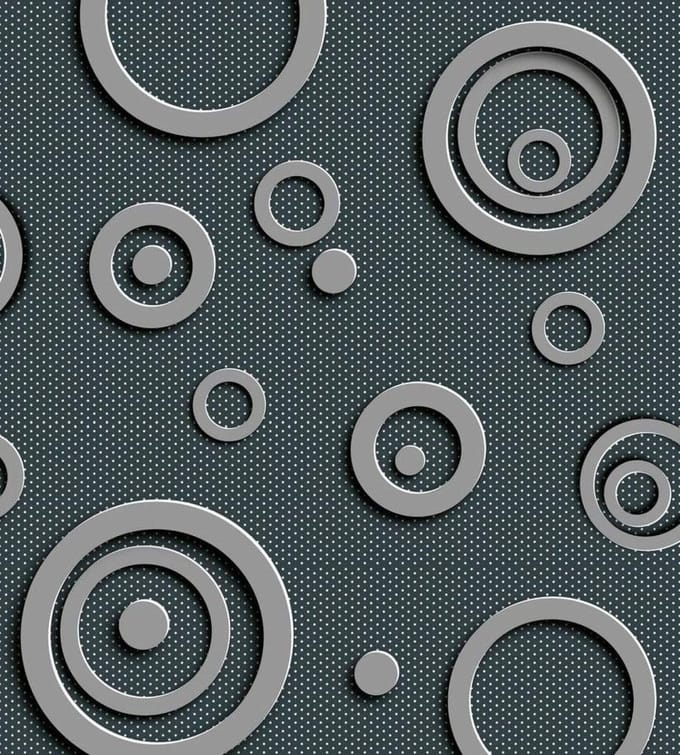 Fotobehang - Metal Circles 225x250cm - Vliesbehang