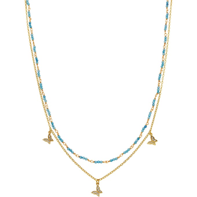 Luxeketting met Blauw Kristal 18k goud afwerking - Zinli