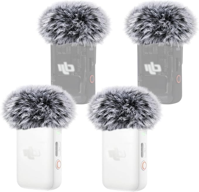 Pack van 4 Micro Windbeschermers voor Lavalier Microfoons en OSMO Pocket 3, Professionele Schuim Popfilter voor Duidelijke Geluidsoverdracht