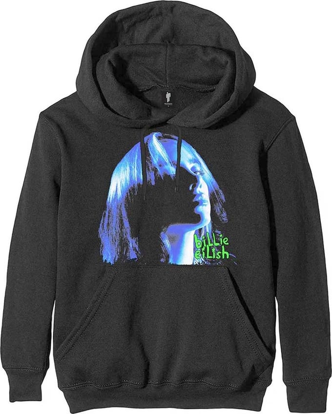 Billie Eilish - Neon Shadow Blue Hoodie/trui - 2XL - Zwart