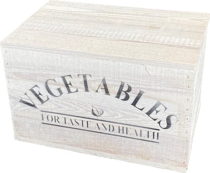 Kist- hout- Wit- met opdruk 'VEGETABLES'- 45x30x30cm- 1 stuk