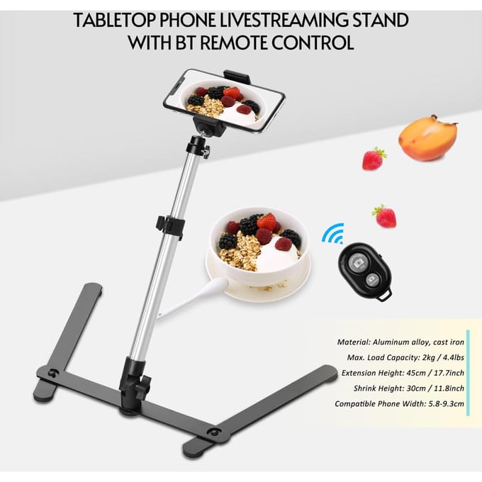 Fotografie Kopieer Stand Tafelblad Telefoon Livestreaming Stand Kit met Verstelbare Telefoonhouder Afstandsbediening With remote control black