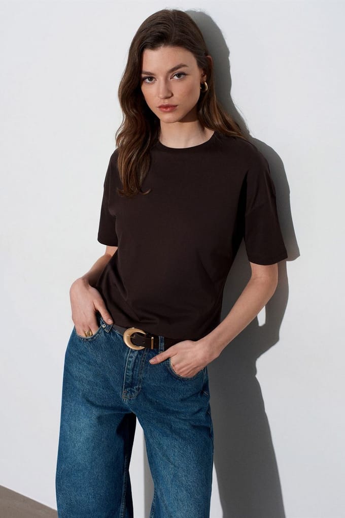 Dames Katoenen Crew Neck T-Shirt