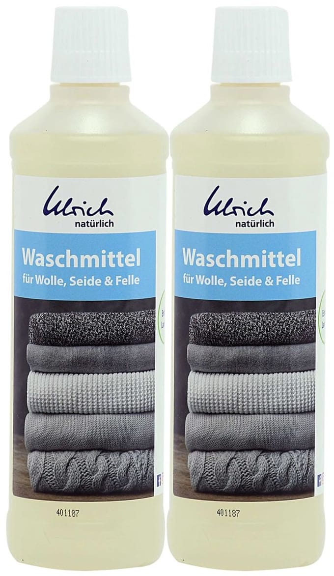 Wasmiddel wol en zijde, 2 x 500 ml vloeibaar met lanoline, Wolwasmiddel
