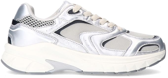 Manfield - Dames - Zilveren sneakers met mesh details - Maat 36