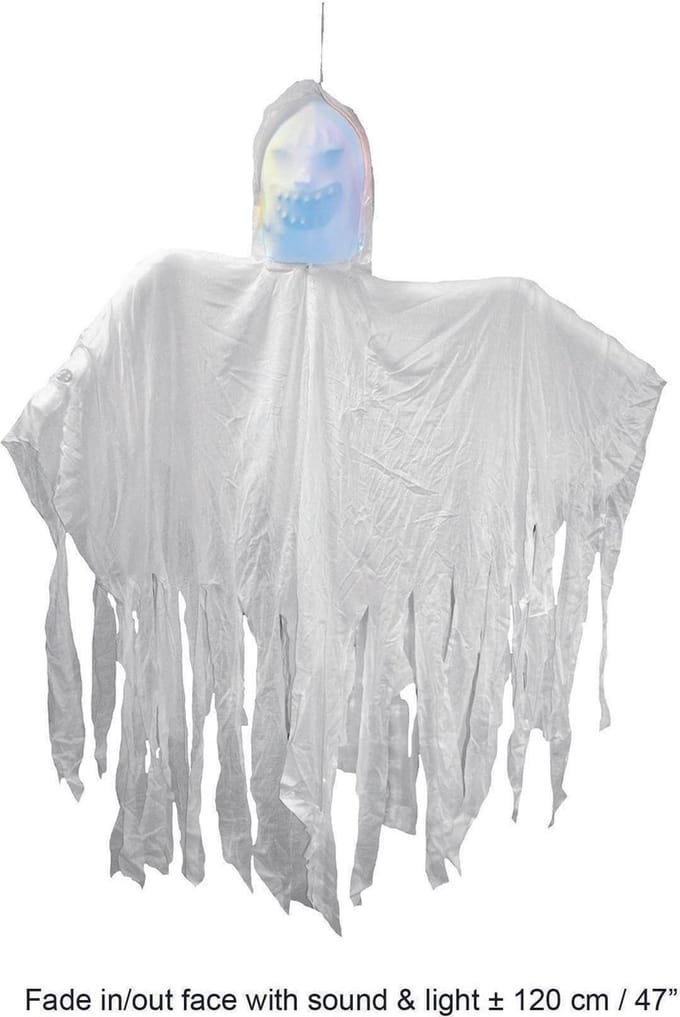 Skelet hangdeco 120 cm met licht - geluid en beweging Halloween