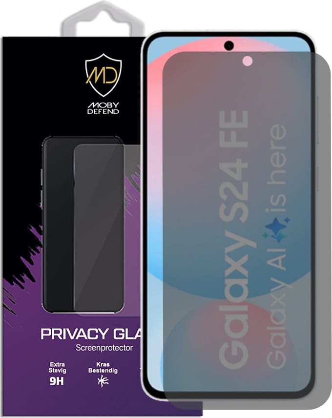 MobyDefend Screenprotector - Geschikt voor Samsung Galaxy S24 FE - HD Privacy Glass Screensaver