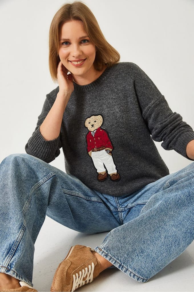 Geborduurde Crew Neck Lange Mouwen Trui