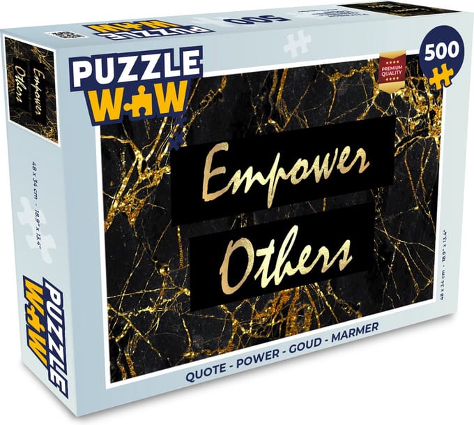 Puzzel Quote - Power - Goud - Marmer print - Legpuzzel - Puzzel 500 stukjes