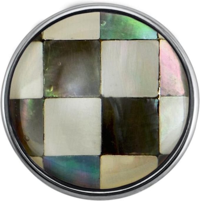 Quiges - Drukknoop Mini 12mm Parelmoer Schelp Blokjes Grijs - EBCMK073