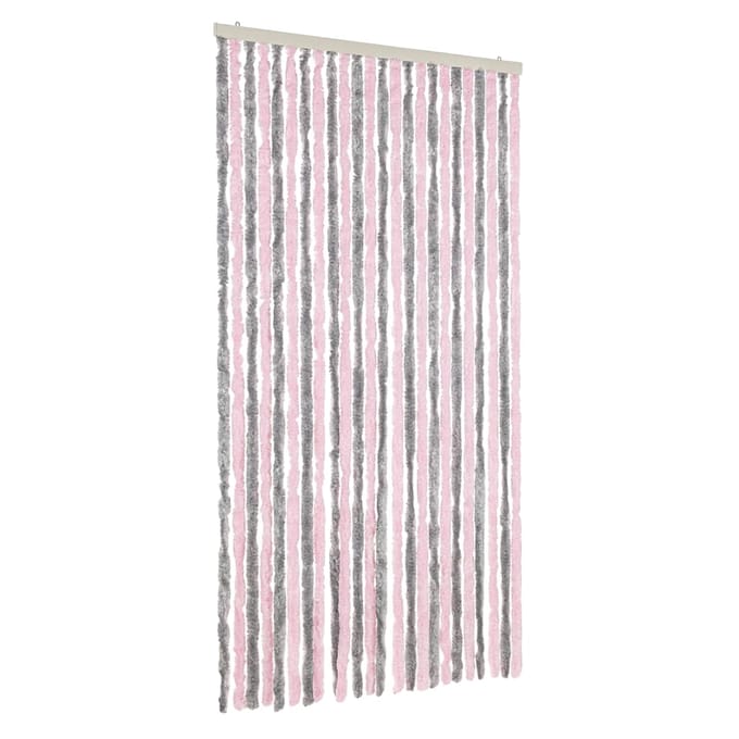 vidaXL - Vliegengordijn - 100x200 - cm - chenille - zilvergrijs - en - roze