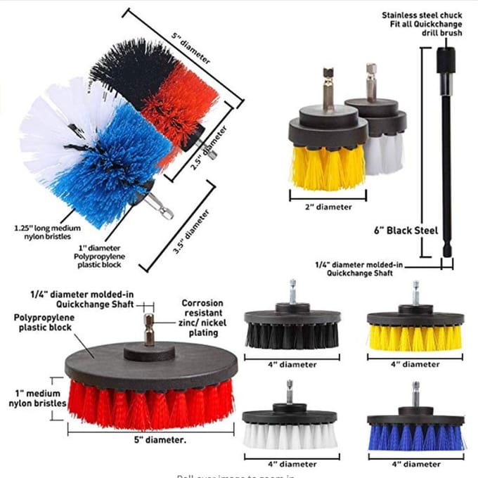 31PCS Elektrische boorborstelset inclusief schone doek, schuursponsjes, spons, elektrische schrobborstel met veelkleurig