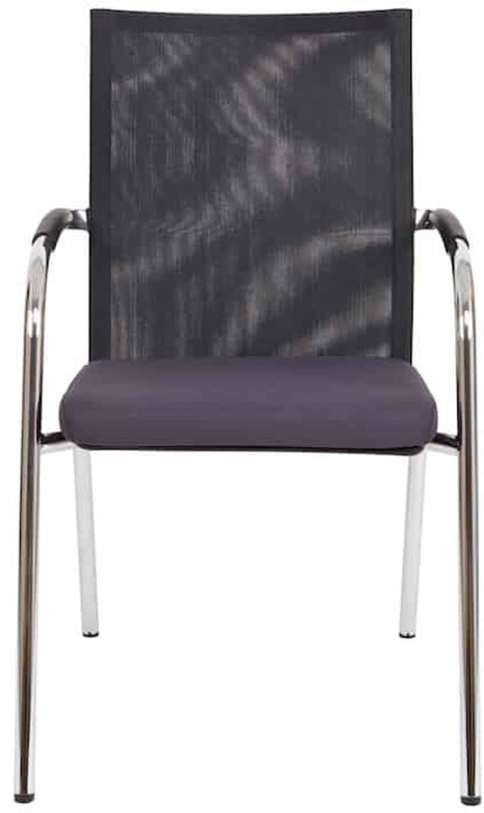 Vergaderstoel F260 4-poots frame met zwarte rug mesh en blauwe zitting