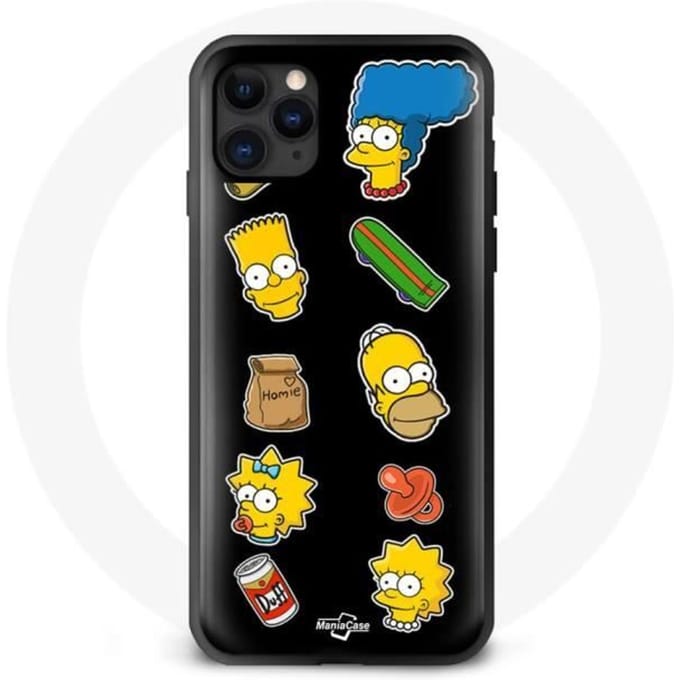 Coque - Maniacase - Iphone 12 Pro Max - Noir - Souple - The Simpsons noir