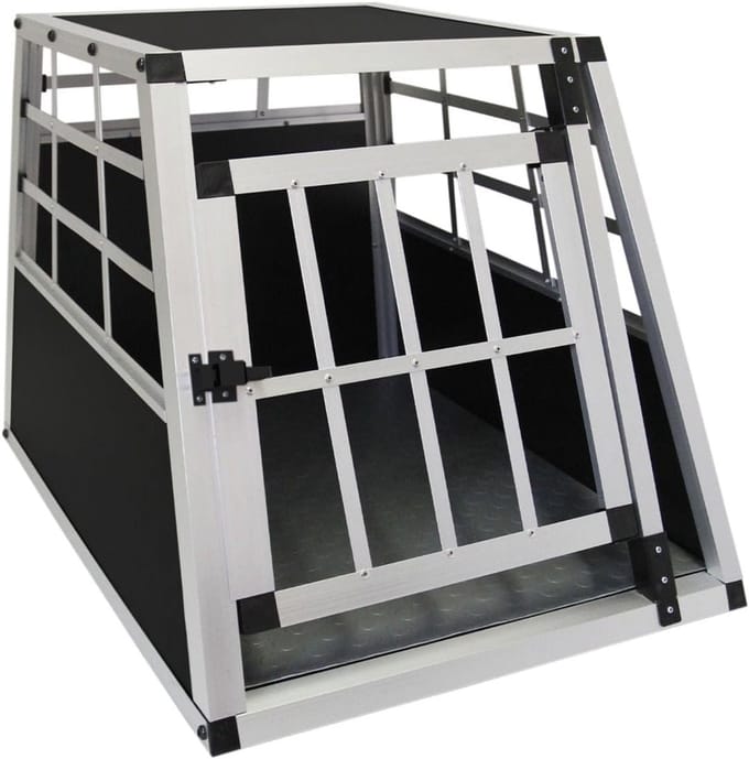 Sterke Aluminium Hondenbench voor Auto - Transportkooi met Schuin Profiel - Medium Maat