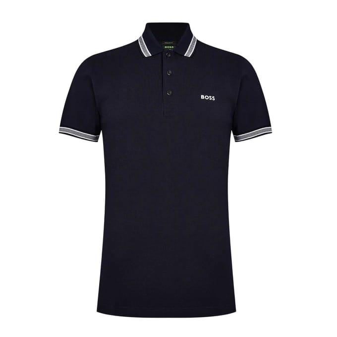 Boss Herenpoloshirt ‘Paddy’ met contrasterende boorden (Marine)