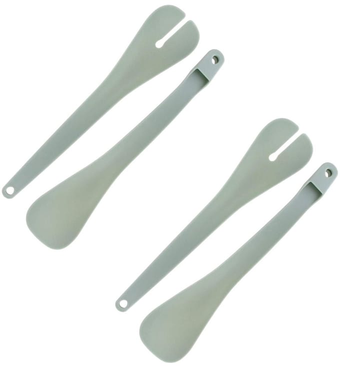 Fackelmann 9342050 Set van 2 klikbare saladebestek, set saladebestek, saladelepel, Plastic, Lichtgroen, 30,5 x 6,5 x 3,5 cm