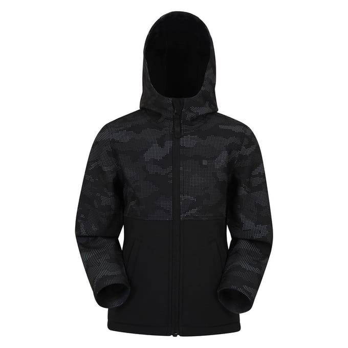 Mountain Warehouse Kinder/Kids Exodus Camo Soft Shell Jas (Zwart)