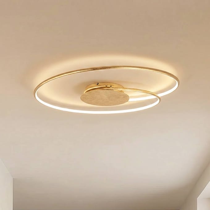 Lindby LED plafondlamp Joline, Ø 74 cm, goudkleurig, metaal